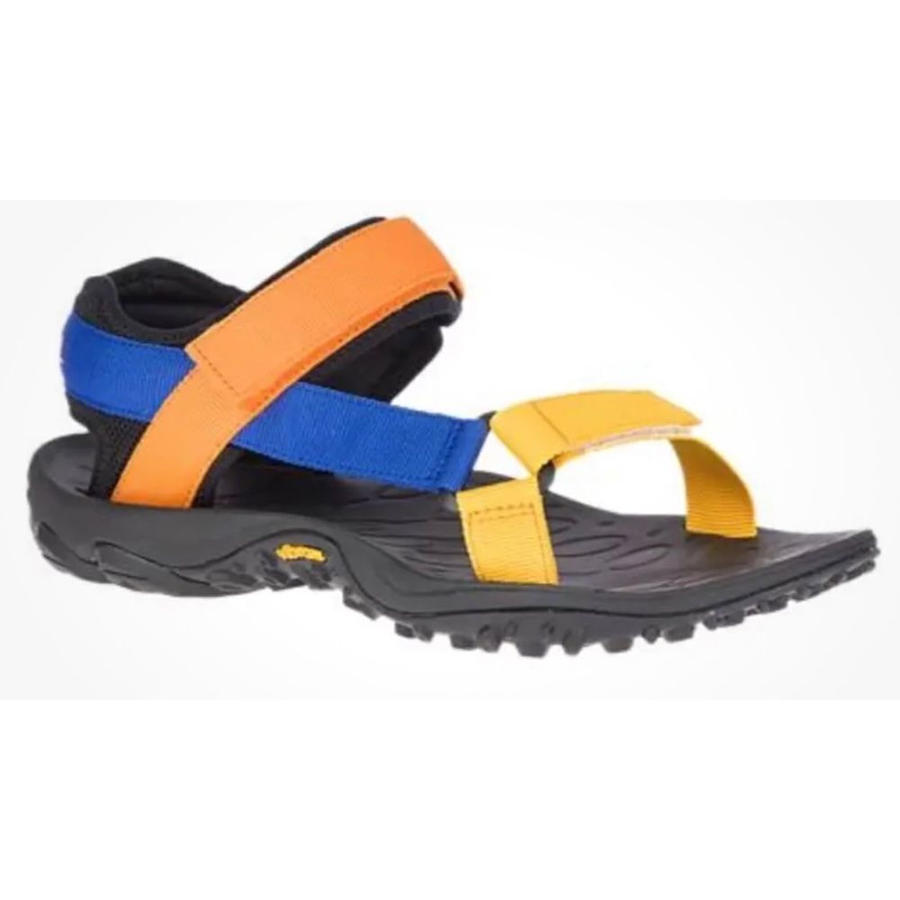 Merrell Men’s Kahuna Blue Orange Strappy Sandals Hook Loop Vibram Men Sz 11